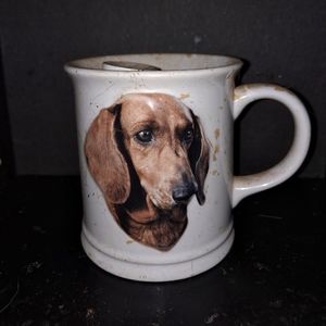 Vintage Dachshund mug with 3D raised Doxie face by Xpres